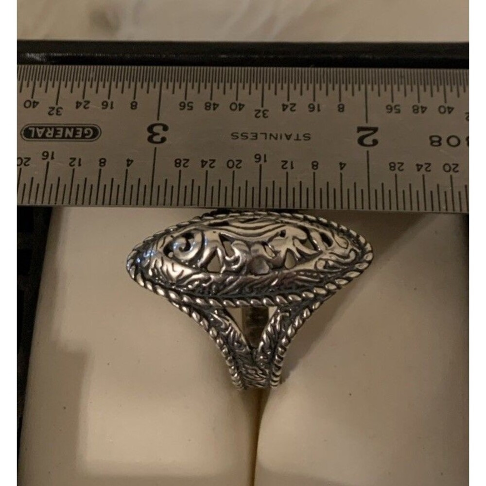 Vintage Carolyn Pollack Sterling Silver Ring Sz 7.25 Floral Swirl - Picture 6 of 7